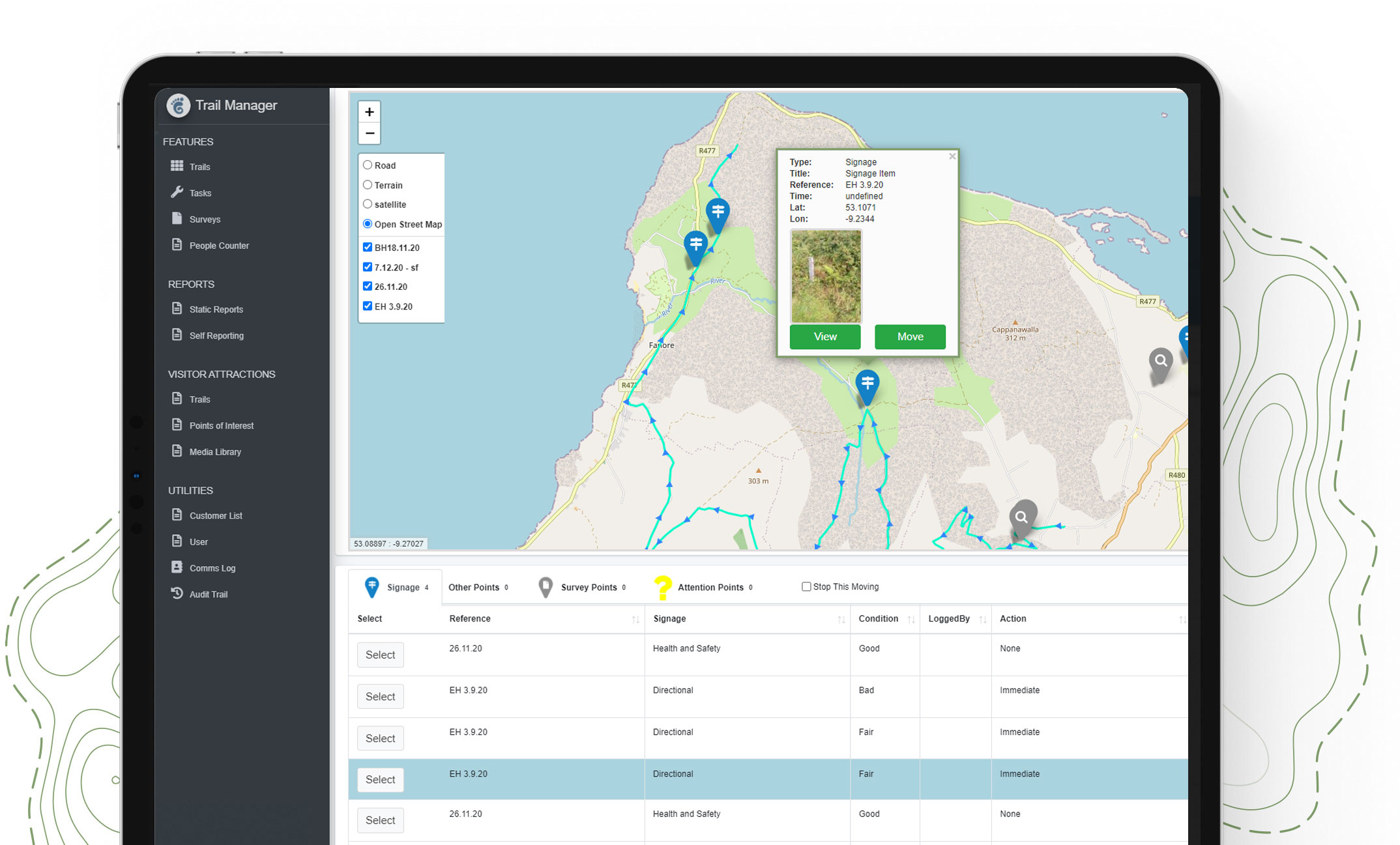 WayWyser Portal displaying field data The WayWyser portal has an online login to review collected information and an app to collect field data ( Evolve Tech WayWyser online login )