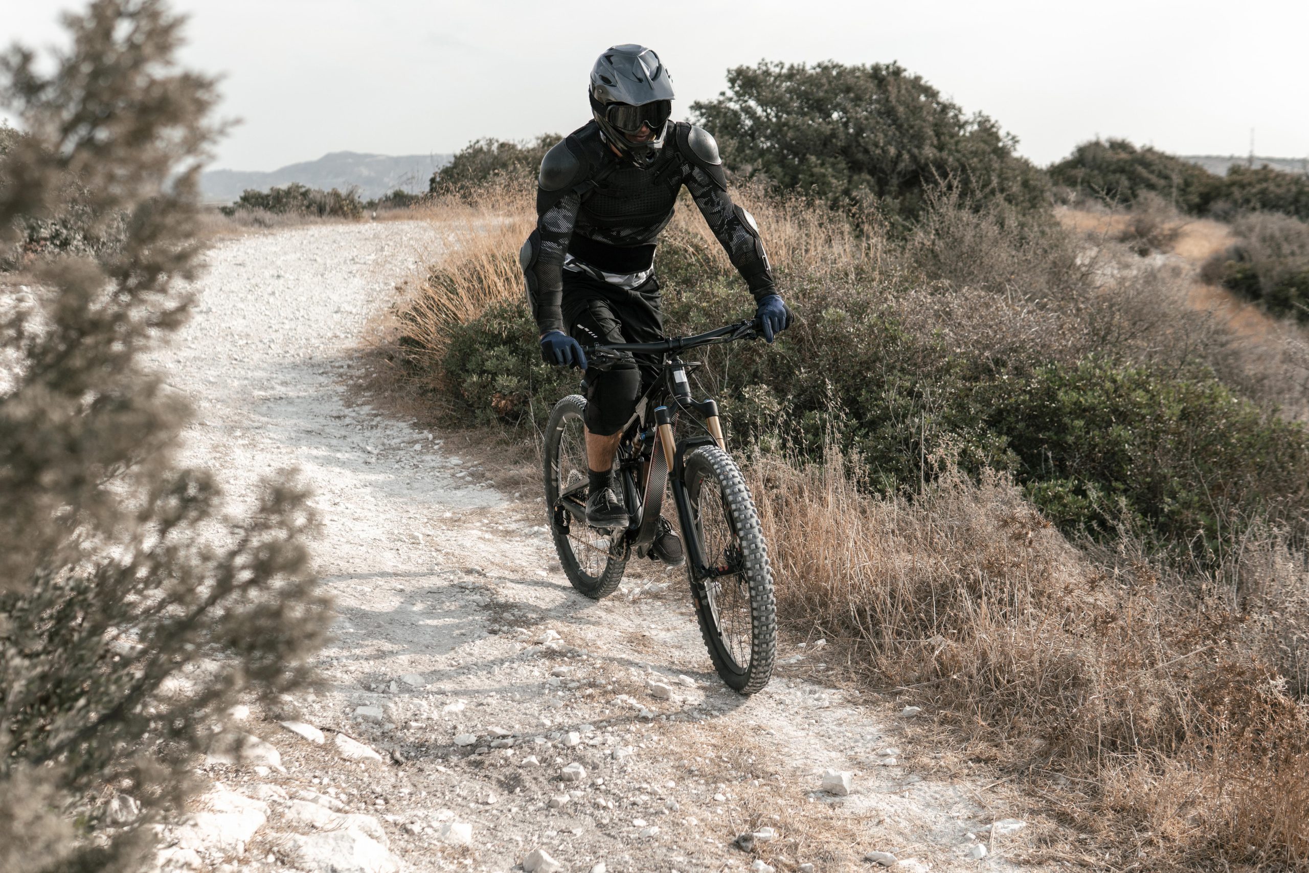 man mountain biking